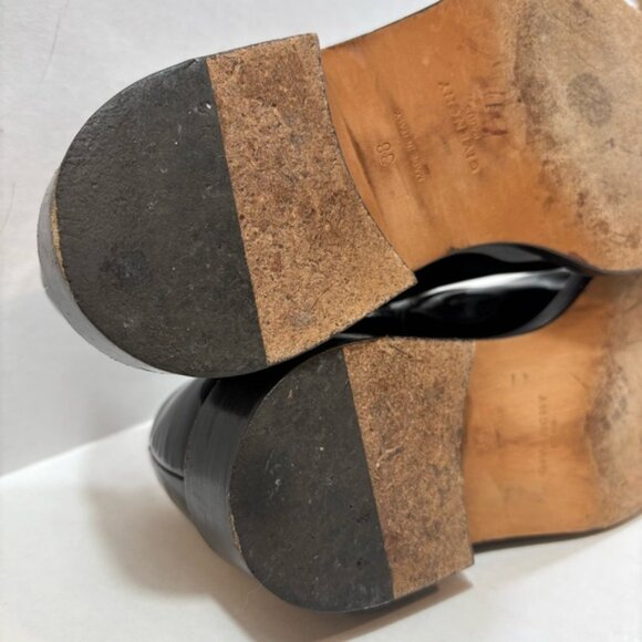 Givenchy Pearl Accent Derby Oxfords Size 38 Black Patent Leather Slip On Loafers - Picture 14 of 16